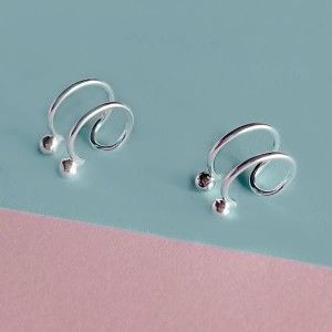 ear cuff bolitas plata 2