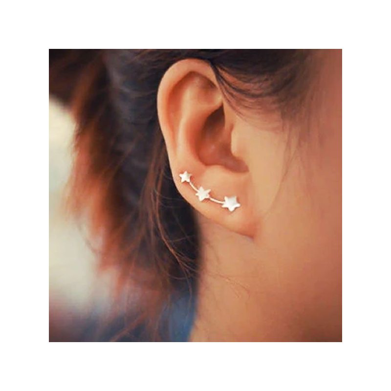 Delicate Star-Shaped Climber Earrings in Sterling Silver – Fashion-Forward Accessory