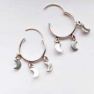 Pendientes de Aro de Plata con Lunitas