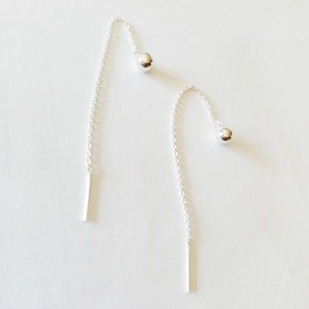 Chain earrings with silver ball