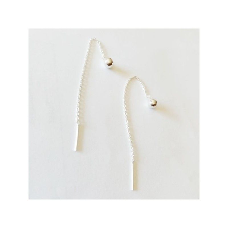 Chain earrings with silver ball