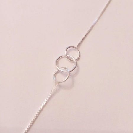 Three Interlocking Rings Silver Bracelet 925