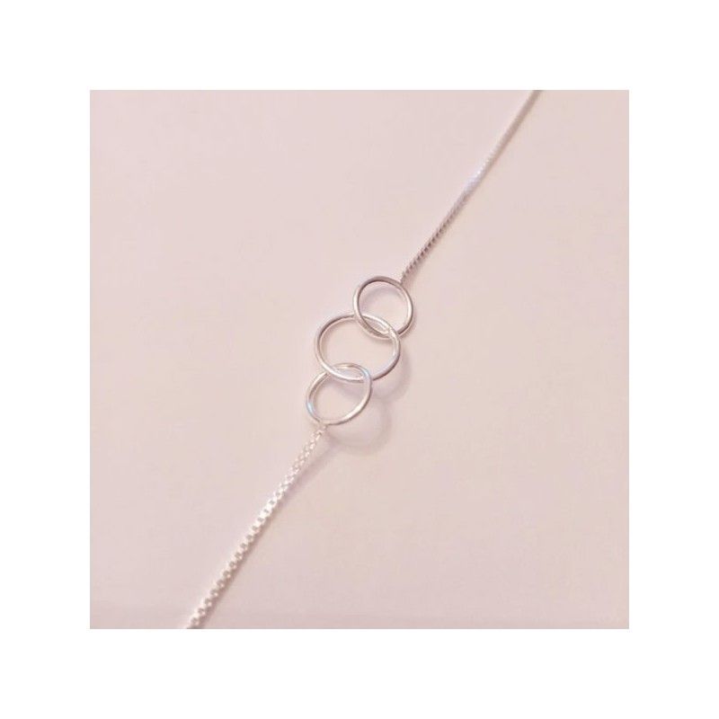 Three Interlocking Rings Silver Bracelet 925