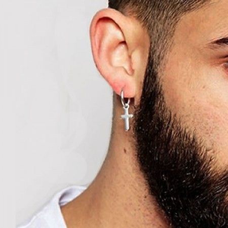 Piercing Hoop Earrings with Cross