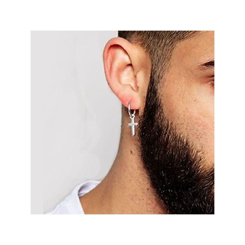 Piercing Hoop Earrings with Cross