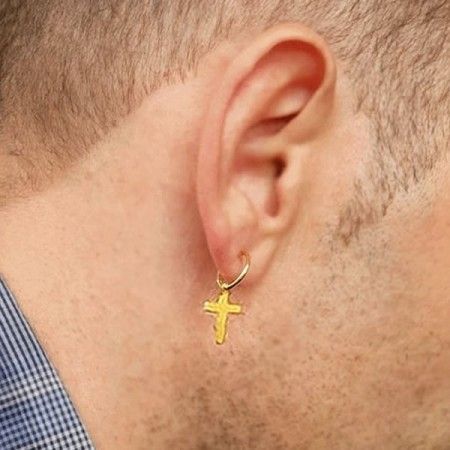 Golden Silver Cross Hoop Earrings