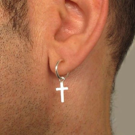 Hoop Earrings with Cross piercing
