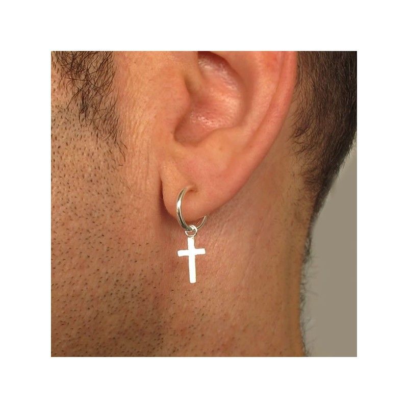 Hoop Earrings with Cross piercing