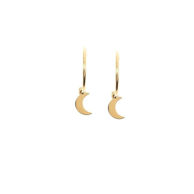 Pendientes de Aro con Luna colgando