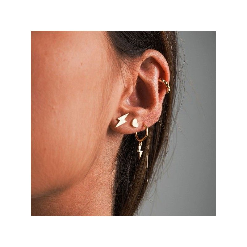 Gold Lightning Hoop Earrings