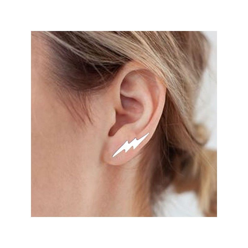 Sterling silver ear crawlers with lightning bolt design