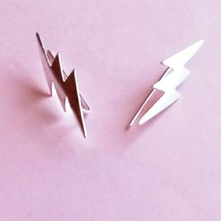 Sterling silver ear climbers with lightning bolt design