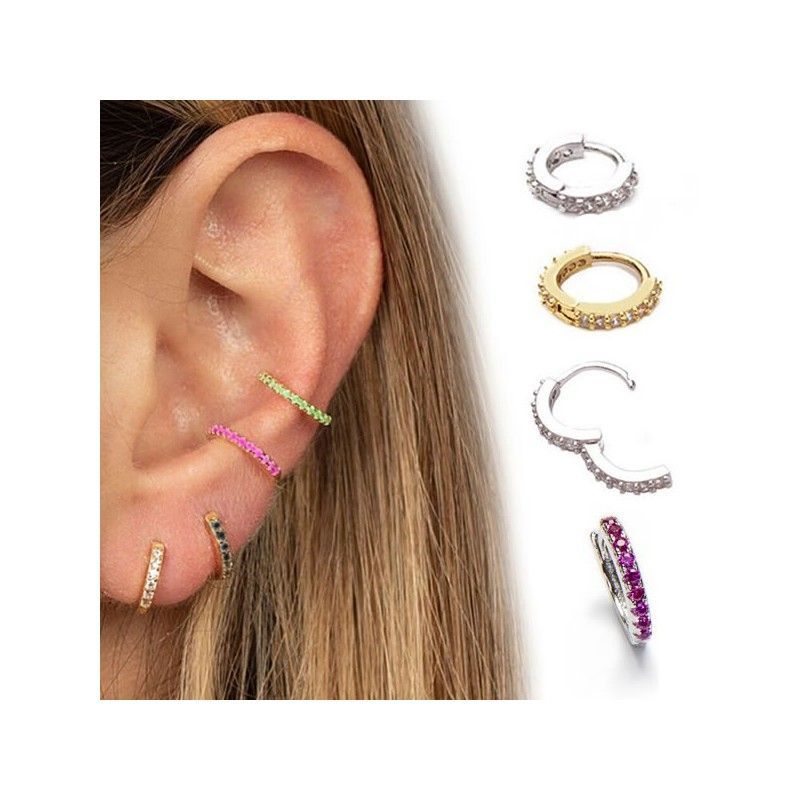 Pendientes de Aro y Circonitas de Colores