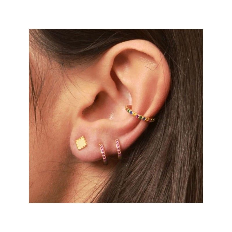 Aro Mini Oro circonitas Fucsia