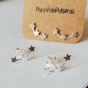 Elegant Three Star Climber Earrings in 925 Sterling Silver – Modern and Minimalist Design 2