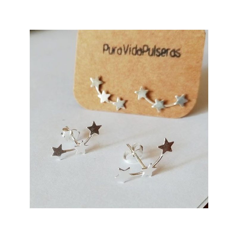 Close-up of Sterling Silver Star Climber Earrings – Trendy and Stylish Jewelry for Women