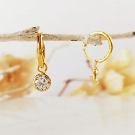 Gold hoops with pendants