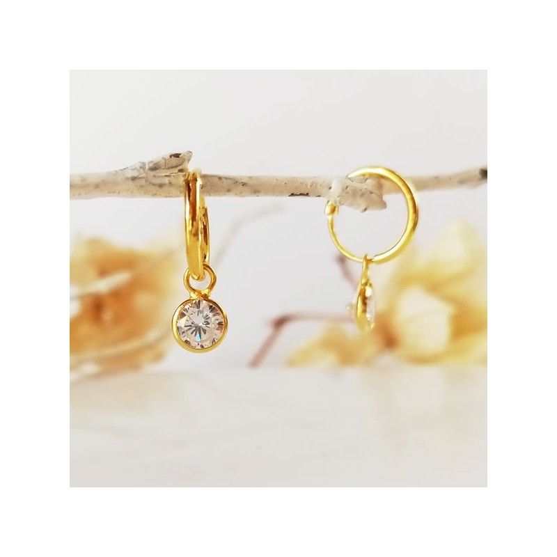 Gold hoops with pendants