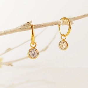 Gold hoops with pendants