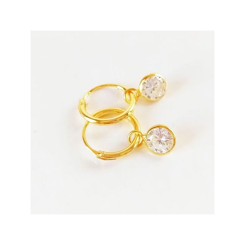 Gold hoops with pendants