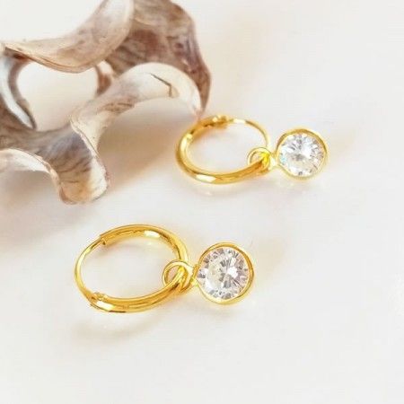 Gold hoops with pendants