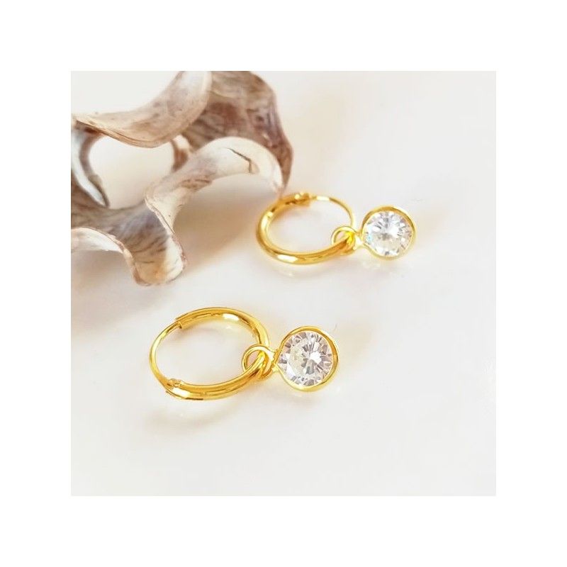 Gold hoops with pendants