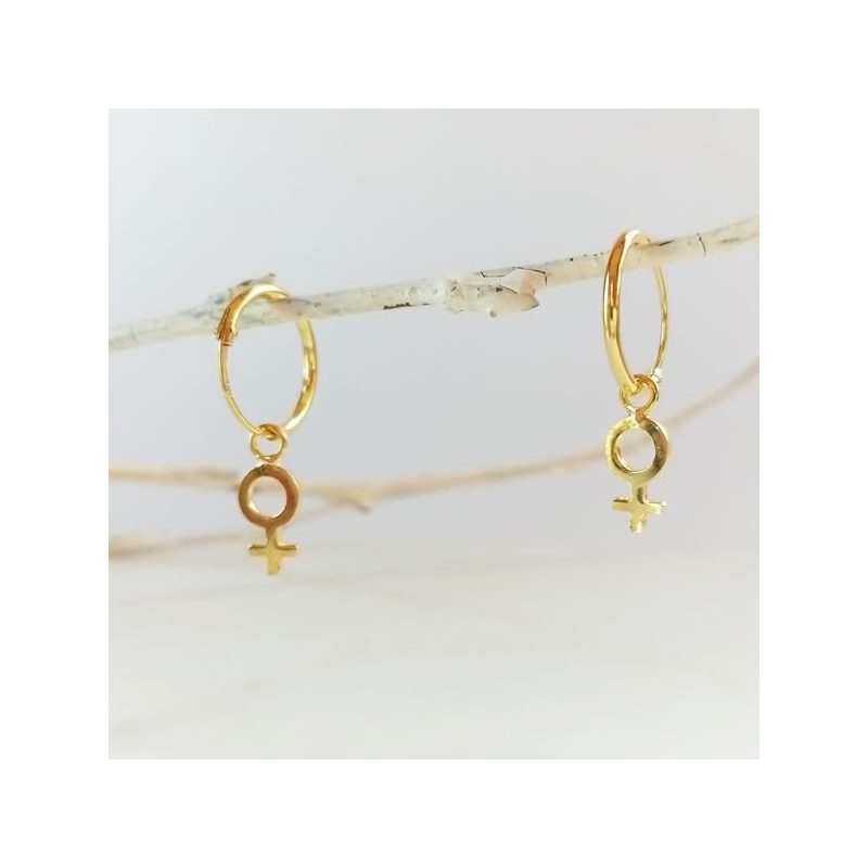 Aros Simbolo Mujer Oro