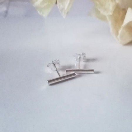 Pendientes Mini Barra Plata