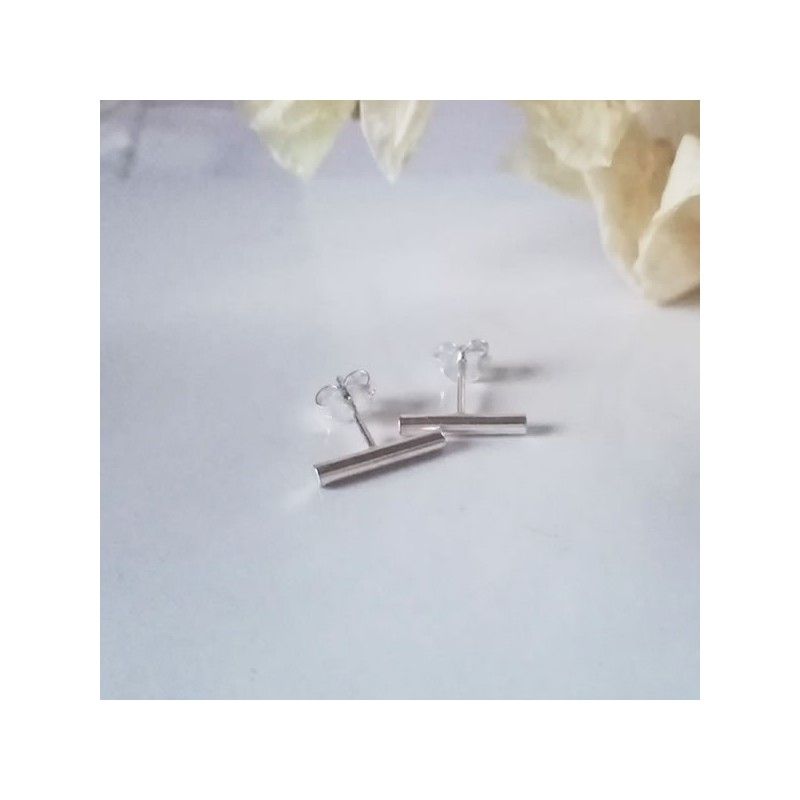 Pendientes Mini Barra Plata