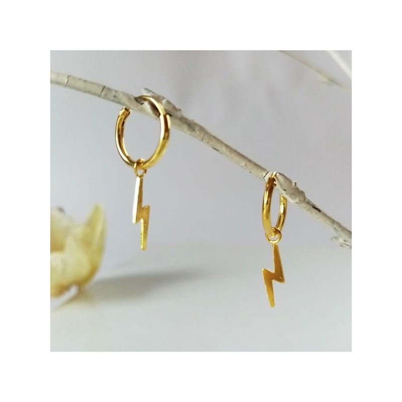 Gold Lightning Hoop Earrings