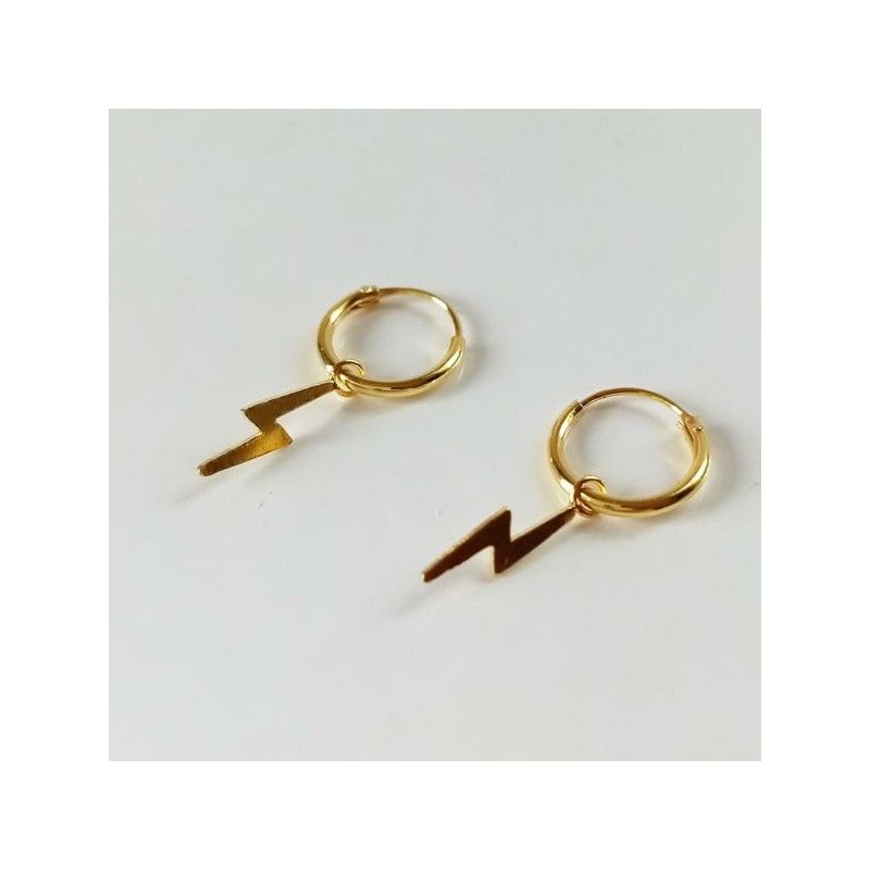 Gold Lightning Hoop Earrings
