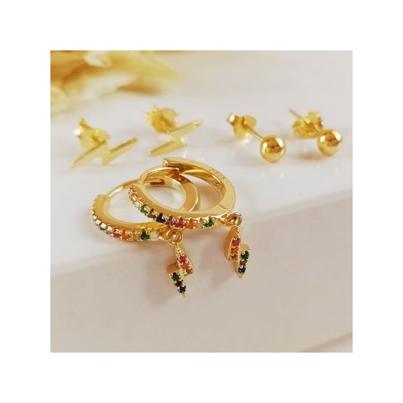 Set Pendientes Piercing Oro Rayo