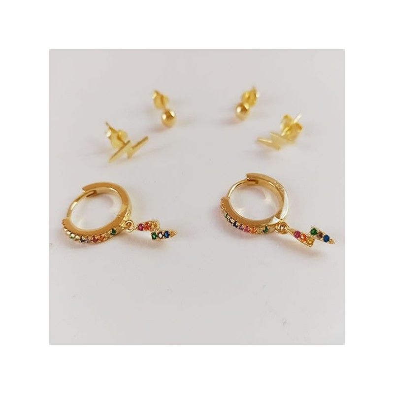 kit pendientes oro rayo