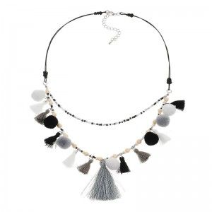 Collar Boho Aruba Negro y Gris