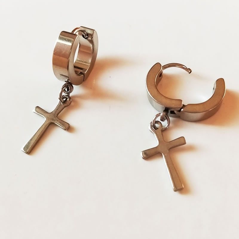 Pendiente Hombre Acero Inox Cruz