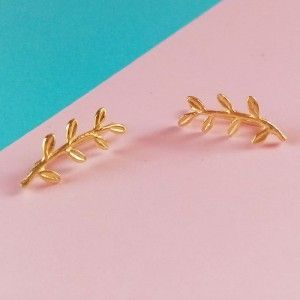 Gold Leaf Climber Earrings 2