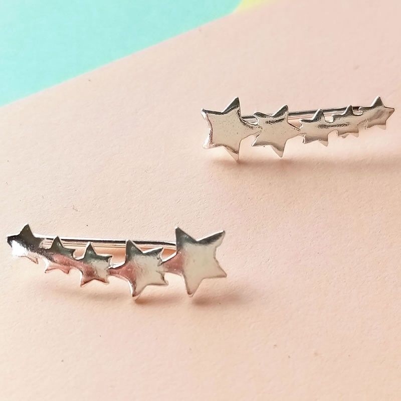 Ear climbers Plata Estrellas
