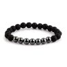 Men's Black Lava Stone & Hematite Bracelet