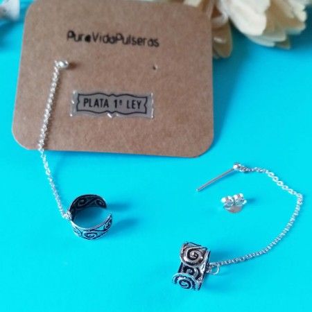 Pendientes Cartilago Cadena Plata