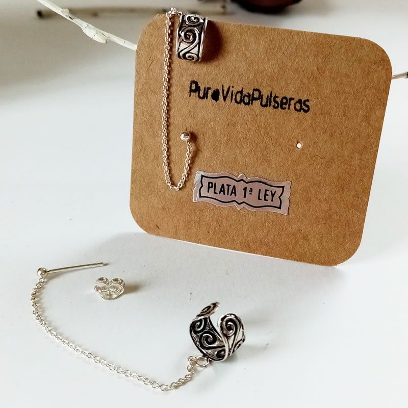 Pendientes ear cuff cadena plata