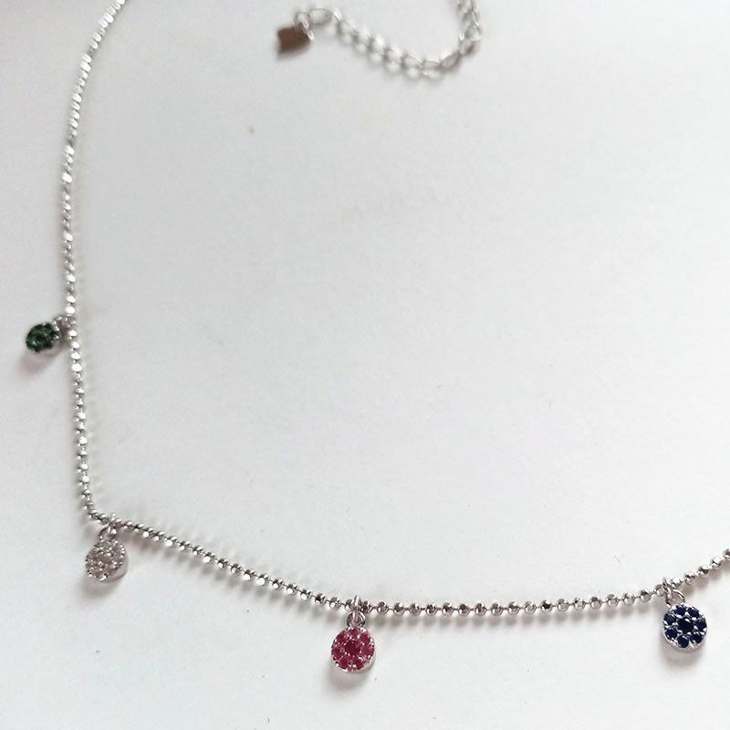 Collar Circonitas Colores Plata