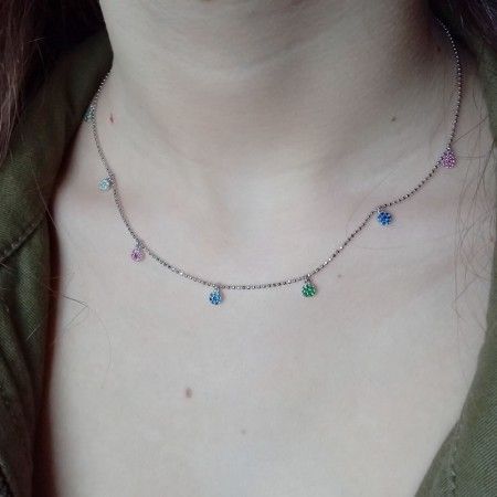 Collar Plata Circonitas Colores