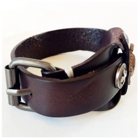 Pulsera Rockera Cuero Marron