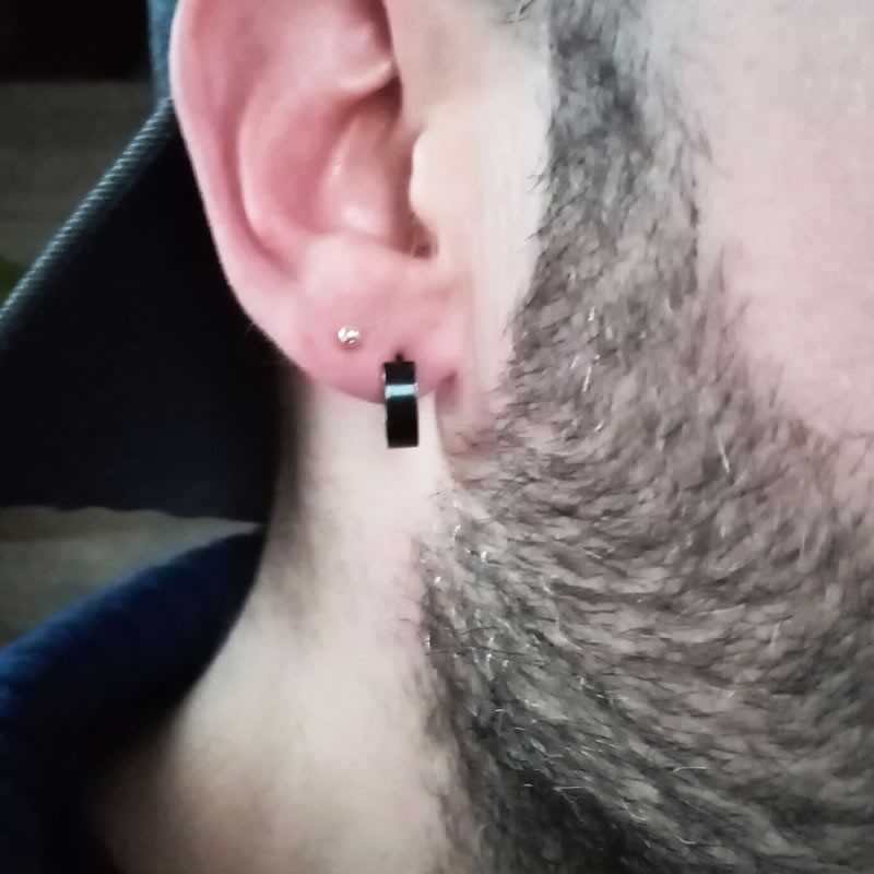 Pendientes Aro Acero Negro Hombre