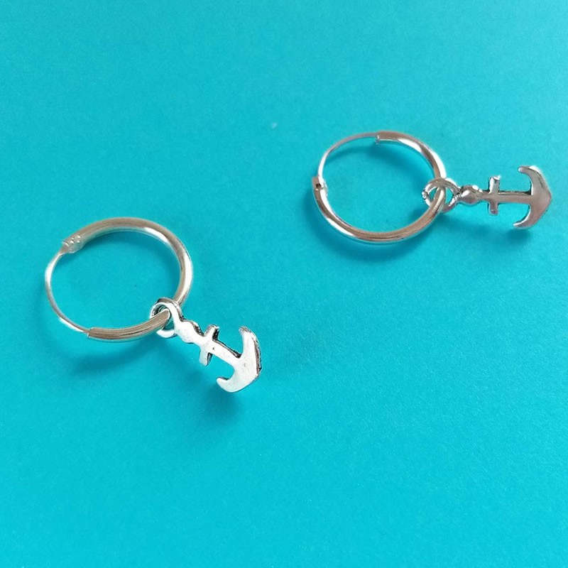 Pendientes Aro Ancla Plata