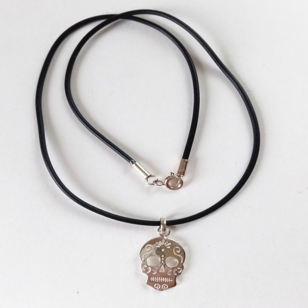 Collar calavera mejicana plata