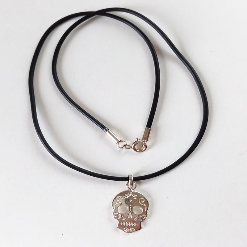 Collar calavera mejicana plata