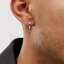 Piercing Acero Dorado con cruz