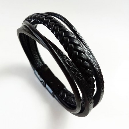 pulsera boat cuero negro
