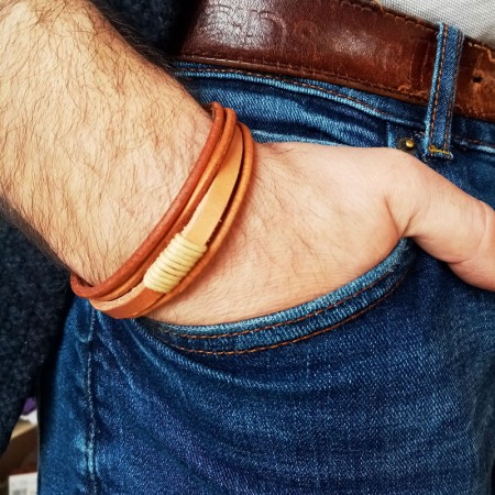 Pulsera Torque Cuero natural